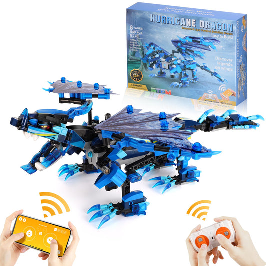 Sillbird Hurricane Dragon Building Kit, Remote & APP Controlled STEM Projects for Kids (549 Pieces) - Sillbird