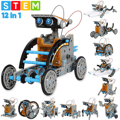 Sillbird STEM 12-in-1 Education Solar Robot Toys -190 Pieces DIY Building Science Experiment Kit for Kids Aged above 8 - Sillbird